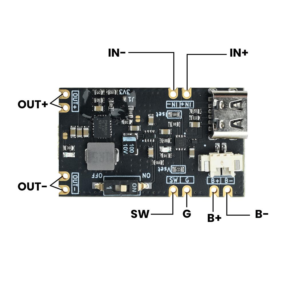 3.3V/5V Output Mini UPS Uninterrupted Power Supply Module with USB Type C Charging for STM32 ESP32 Devices