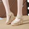 Summer Womens Casual Sandals With Thick Sole And Velcro Closure For Comfort And Height