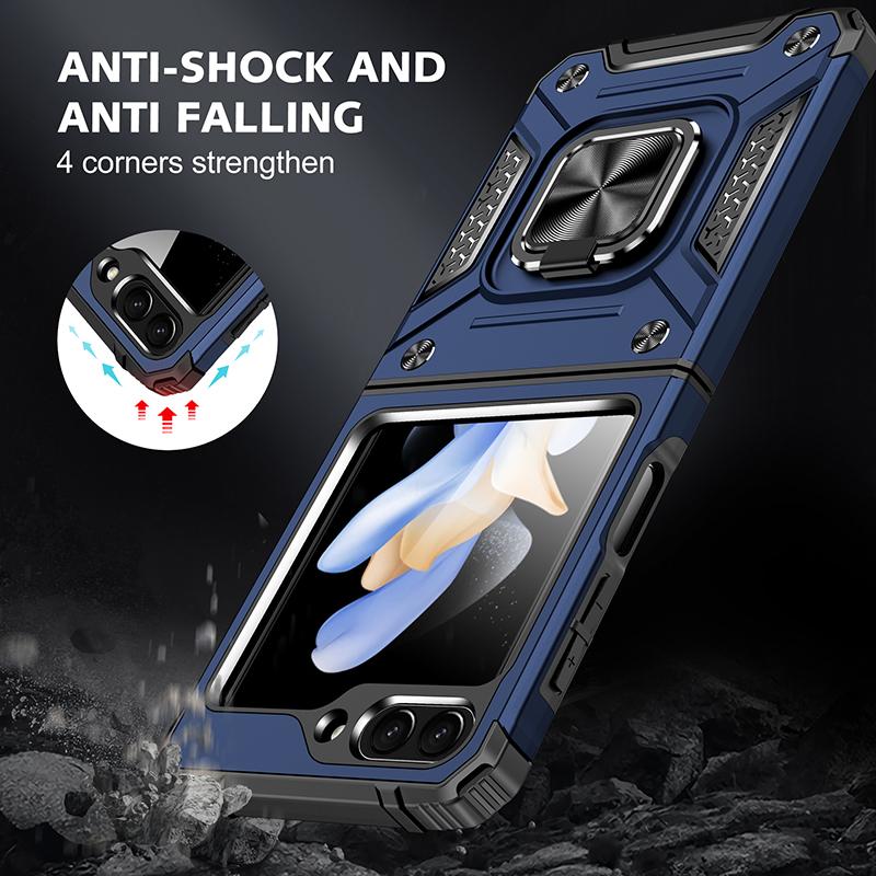 Luxury Anti-Drop Folding Armor Cover Stand Case for Samsung Galaxy Z Flip5 Flip4 5G Non-Slip Cell Phone Bag for Galaxy Z Flip 5 Protective Case
