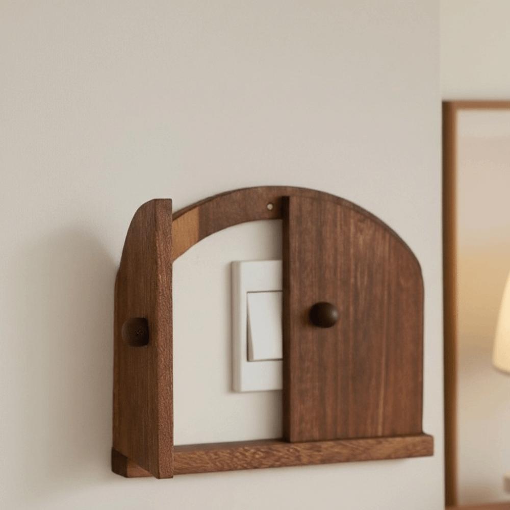 Rustic Style Solid Wood Switch Cover Self Adhesive Outlet Cover Switch Protector  Living Room