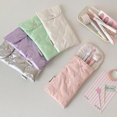 Bow Snap Pencil Case, Stationery Storage Bag Bow Decoration Pencil Case, Cosmetic Bag And Pencil Case