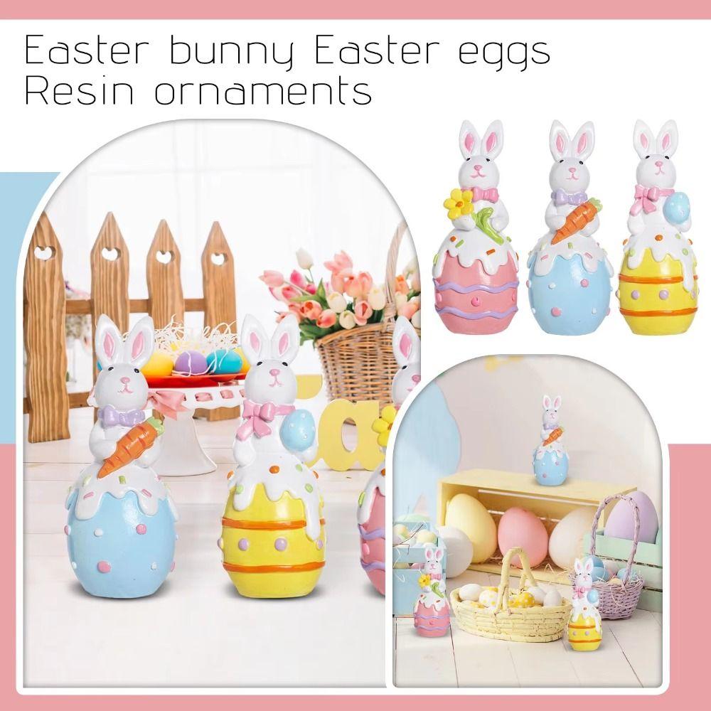 Simulation Bunny Resin Rabbit Decoration Colorful Easter Bunny Ornament  Lifelike Rabbit