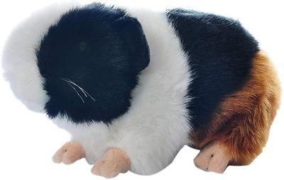 [Qingyun LEE] Pluszak Małe Zwierzę Świnka Morska Mysz Puszysty Słodki Realistyczny Dzieci Zwierzę Domowe Lalka Prezent Czarny + Biały