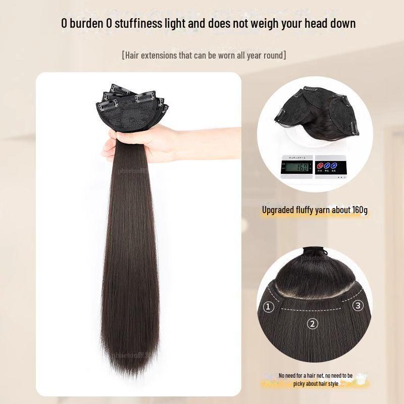 Long Hair Wigs for Women: 3-Piece Set, Straight, Voluminous, Invisible, Traceless Extensions