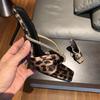 Fashion Women's Shoes 2025 Elegant Leopard Print High-Heel Slippers with Shiny Detailing Perfect for Fashion-Forward Plus Size Sandals