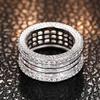 Huitan Luxury Wide Opulent Rings for Women Shiny Cubic Zirconia Finger Accessories for Engagement Trendy Fashion Party Zircon