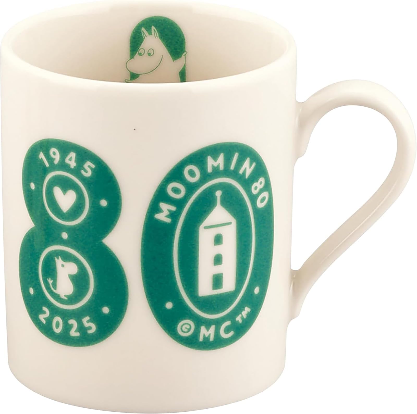 

MOOMIN 80th Anniversary Mug, Large, 320ml, Approx. 8x9cm Diameter, Green, 80th Anniversary Logo Art, MM9201-11