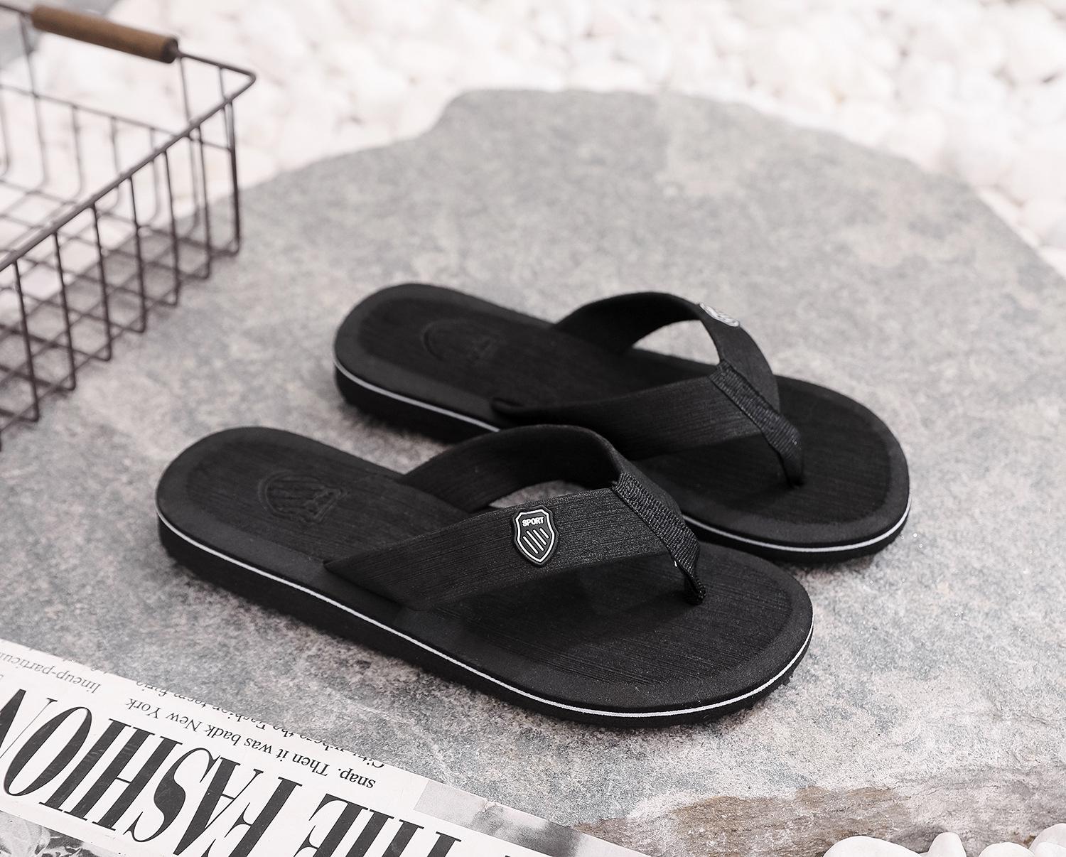 

Мужские повседневные тапочки для ванной комнаты, домашние плоские шлепанцы 44 чёрный