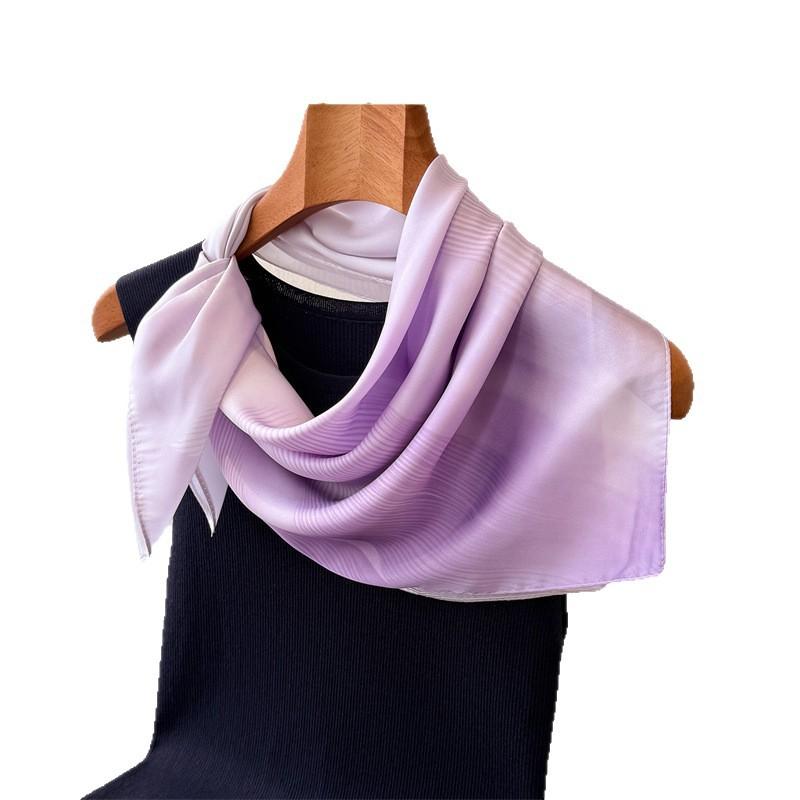 Gradual Change Simple Simulation Silk Printing Square Scarf Shawl Scarf High Sense Neck Small Square Scarf Headscarf Silk Scarf Women