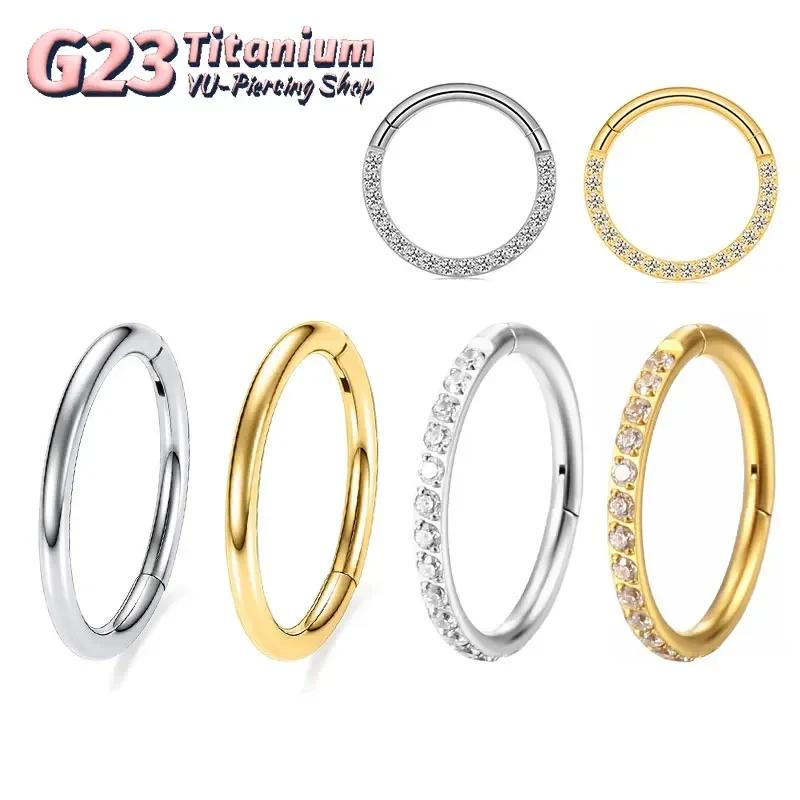 G23 Titanium Nose Ring 14G 16G 18G 20G Hinged Segment Cartilage Tragus Earring Helix Daith Hoops Septum Clicker Piercing Jewelry