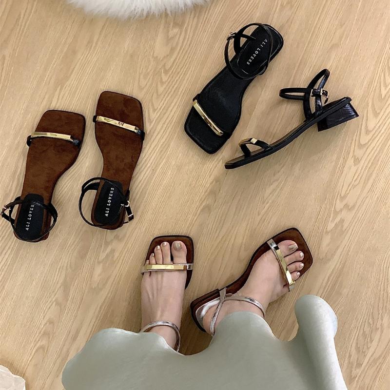 Fashion 2025 New Summer Retro Sandals Ladies Open Toe Comfortable Shoes Women's Thick Bottom Beach One-strip Flat Slippers