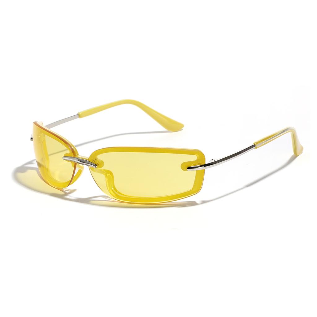 Glasses Square Candy Color Futuristic Sunglasses Women'S Semi-Metallic Dopamine Wearing Sunglasses