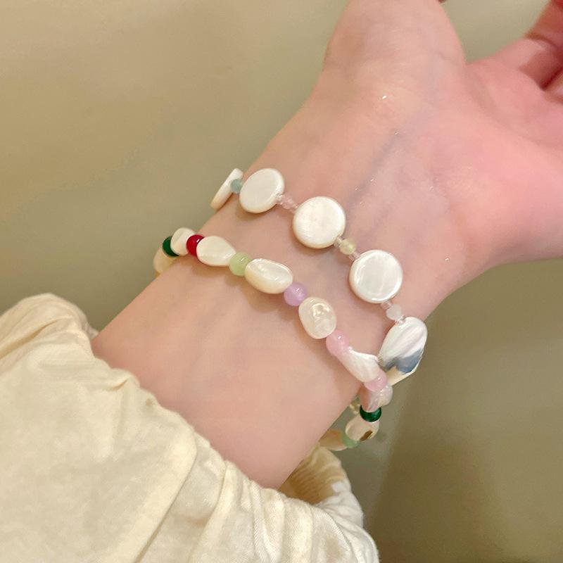 Round Shell Beaded Bracelet, Simple Temperament, High-end Bracelet, Niche Versatile Fashion Holiday Style Jewelry