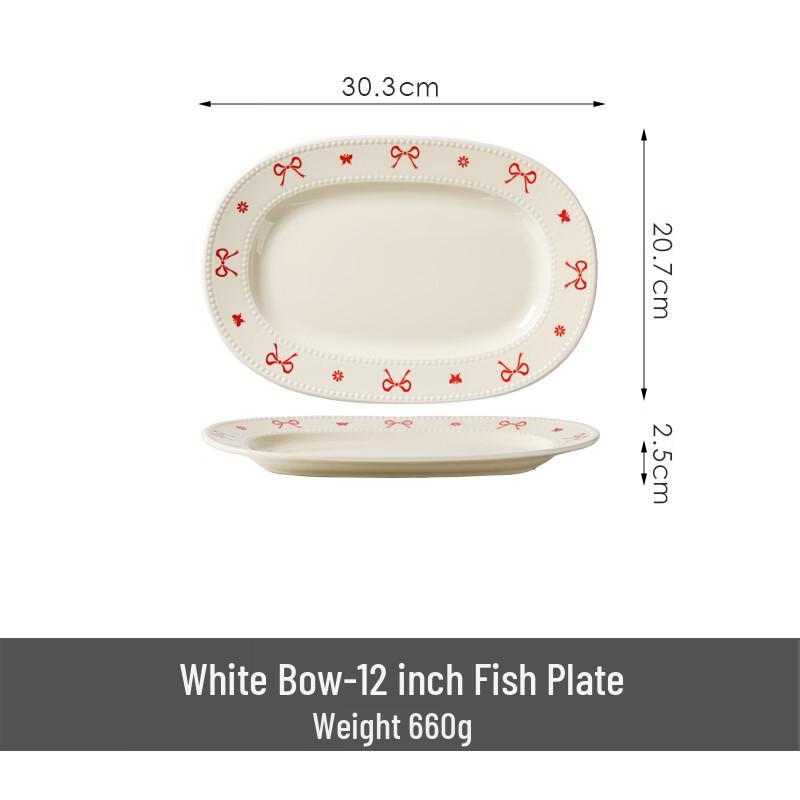 OIMG Bowknot Ceramic Fish Plate