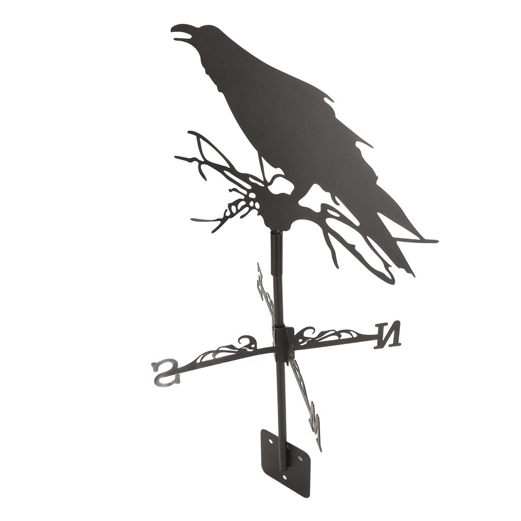 Weathervane Crow Ornament Wind Vane Weathercock Iron Metal Weather Vane for Outdoor Garden