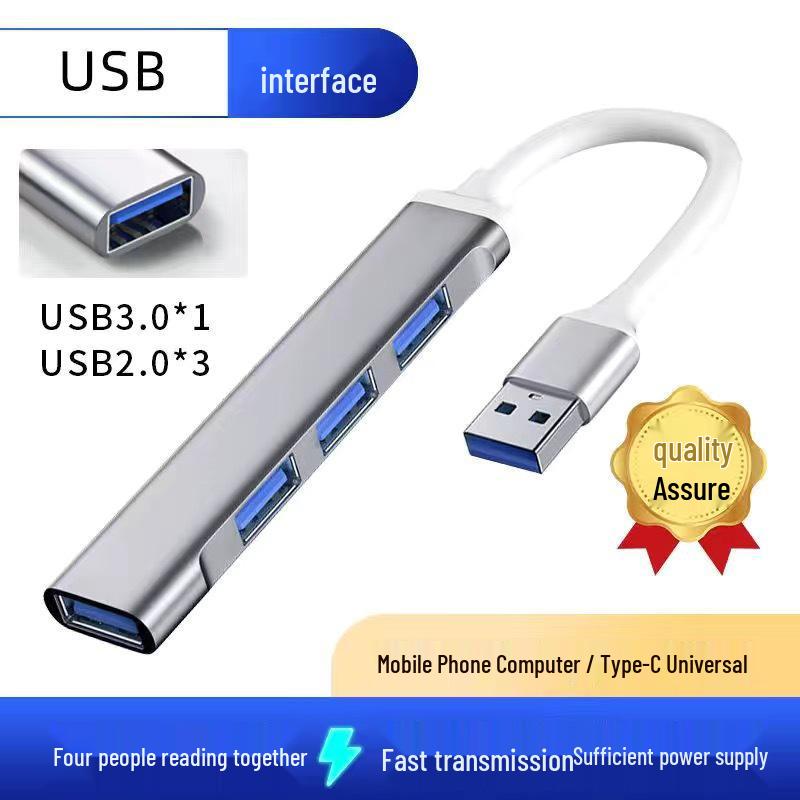 USB 3.0 Mini Aluminum Type-C Hub: 4-Port Splitter Docking Station
