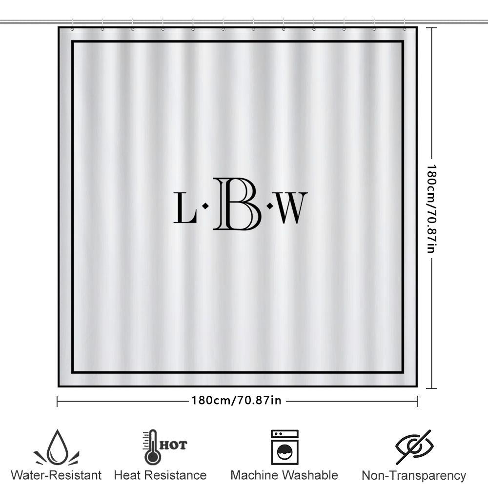 Custom Monogrammed Bath Curtains For Bathroom Decor 180 Gsm Waterproof Shower Curtain With Rings Set Initials L B W
