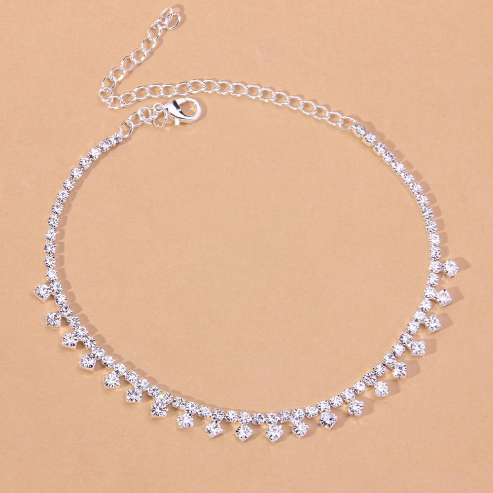 Fashion Water Drop Anklet Rhinestone Foot Chain for Women Sunmmer Beach Crystal Leg Ankle Bracelet Sandals Jewelry