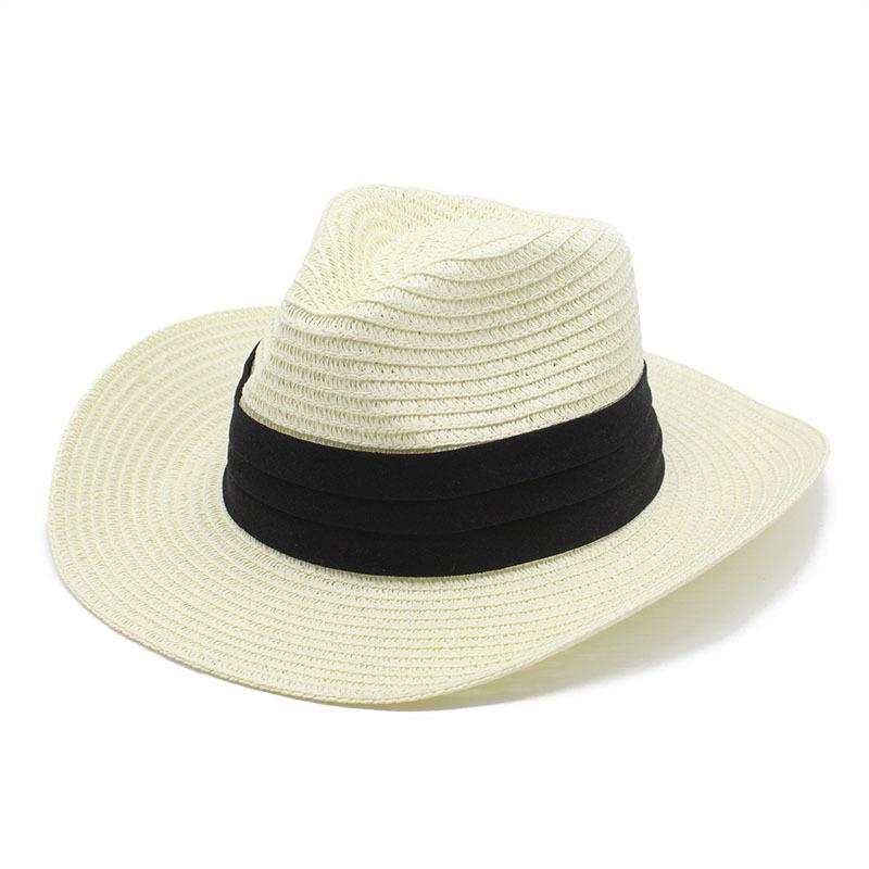 Summer Hat Panama Straw Hat British Top Hat Men'S And Women'S Foldable Sunshade Beach Hat Sunscreen Hat