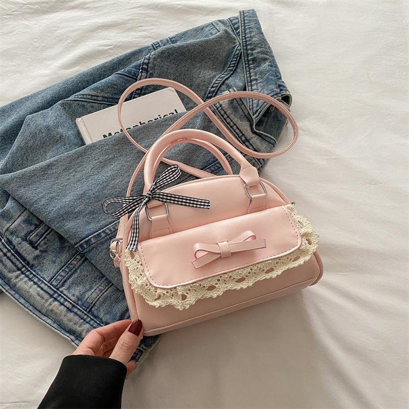 Super Fire Portable Small Bag Women's 2025 New Lace Splicing Retro Women's Shoulder Messenger Bag Commuter Small Square Bag
