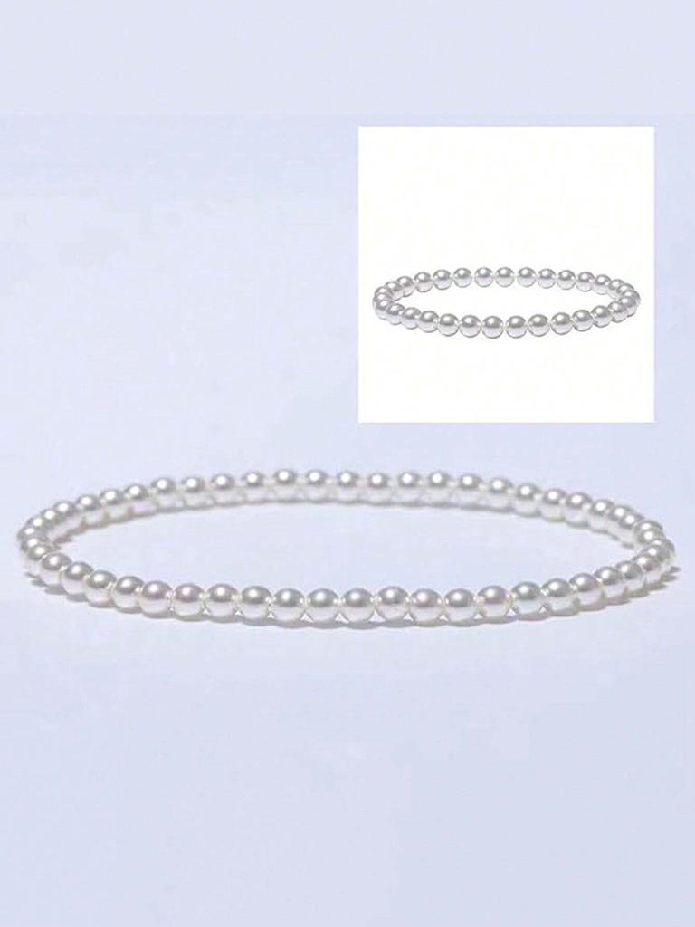 Set de 2 pulseras de perlas artificiales, Delicados brazaletes elásticos de cuentas, Brazaletes de perlas boho apilables para mujeres, Regalos de joyería para damas de honor