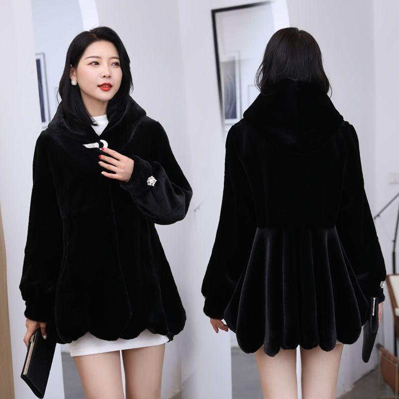 Autumn and winter new women's imitation mink fleece medium and long imitation fur thickened mother's imitation mink fleece women's coat with cotton