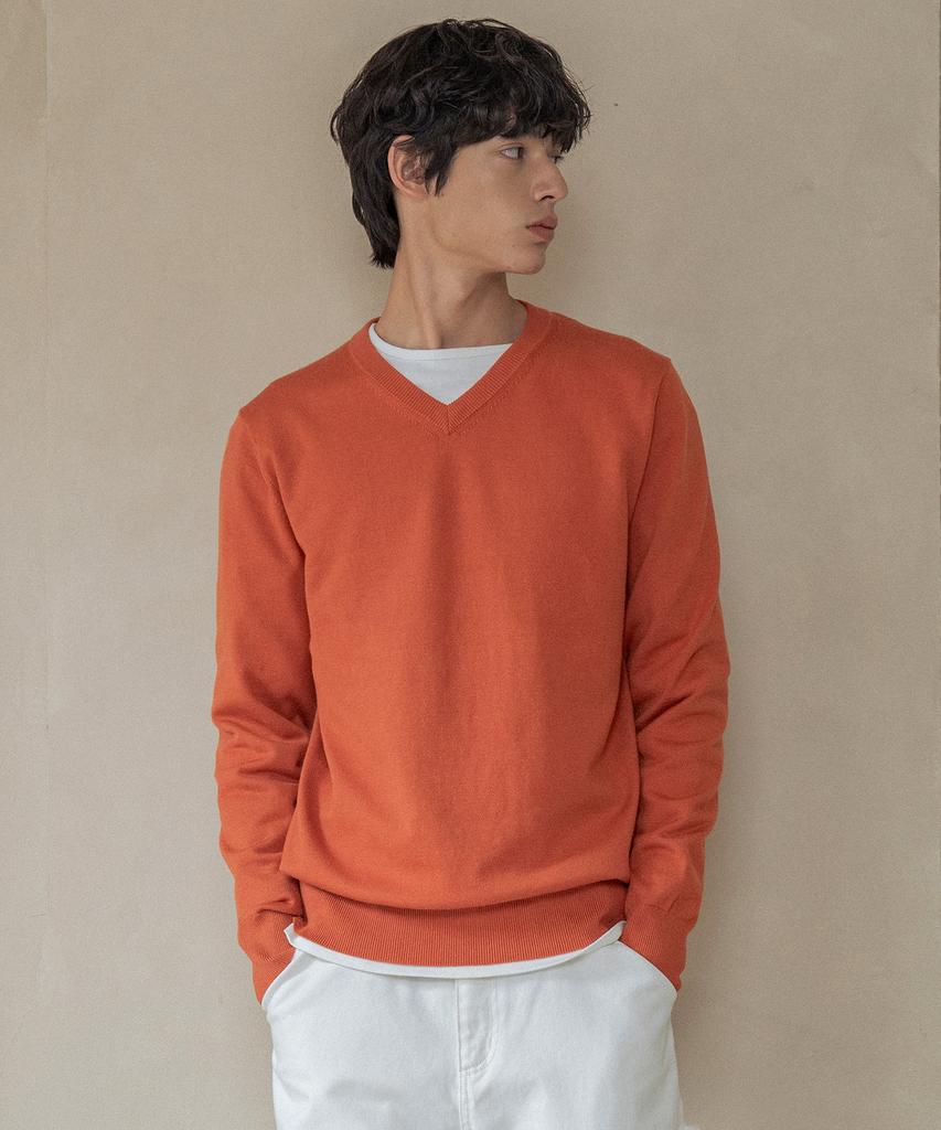 HALBKREIS LAYOUT T20055 V-Neck Easy Knit_Orange