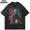 Men T Shirt Streetwear HipHop Oversize T Shirt Harajuku Anime Cartoon Japanese Ninja Graphic Tshirt Cotton Tops Tee Hipster