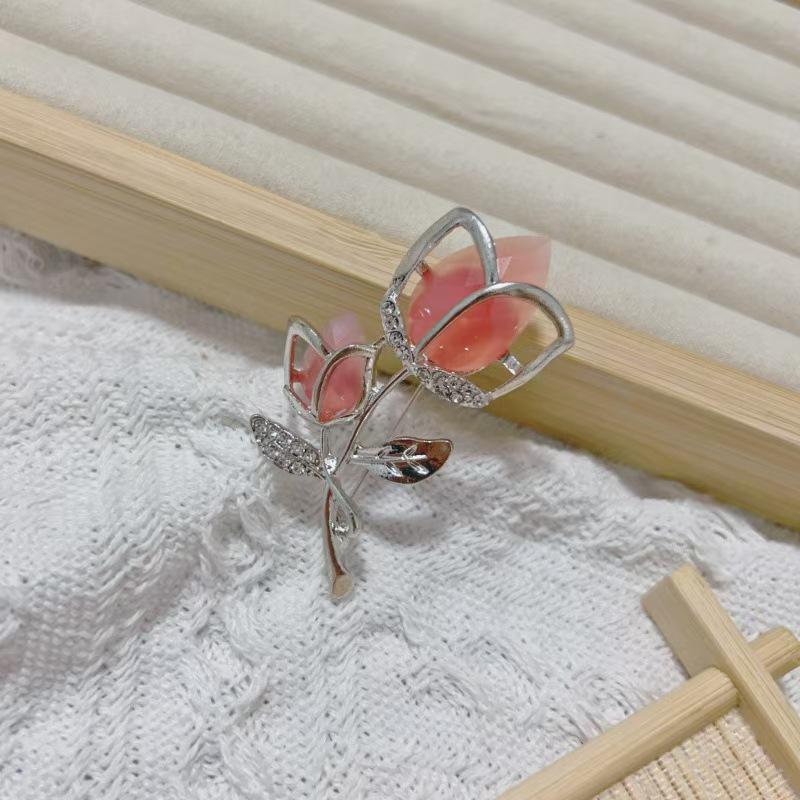 High-End Tulpen Strass Brosche und Schalspange