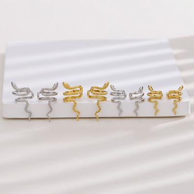 Yousheng 1 Pc Unisex Ear Clip Snake Shape Cubic Zirconia Decor Polished Alloy Hip Hop Street Non-piercing Earrings Club Party Ear Jewelry