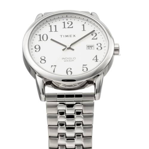 TIMEX Easy Reader Watch, 38mm, White Dial, Stainless Steel, Mineral Glass, Quartz Movement, American Brand, TWG063200, Unisex, Silver, Box Set, TWG063
