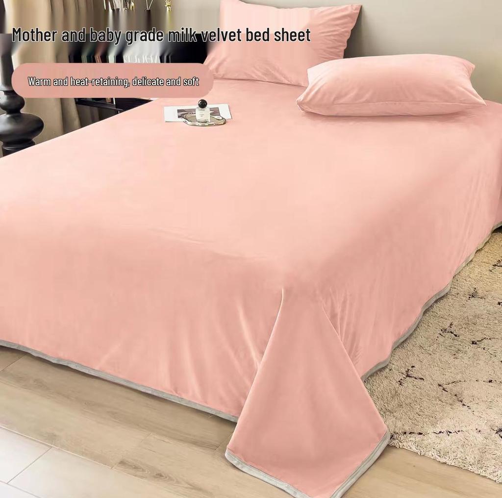 Milchsamt Winterfleece Bettwäscheset: Einzelstudentenwohnheim Dreiteilige Dicke Plüsch Rutschfeste Korallen-Decke