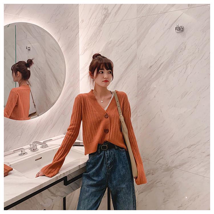 Pulover cardigan tricotat de toamnă Jachetă scurtă casual, larg și subțire Top pentru studenți