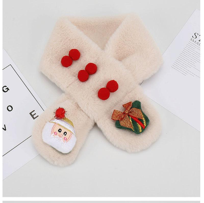 Kids' Winter Plush Scarf: Cozy, Thick, Windproof Neck Warmer with Cute Santa Design for Boys and Girls