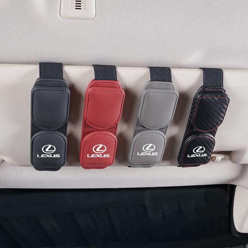 Double Clip Sunglasses Holder Magnetic Leather Glasses Storage For Lexus IS250 RX350 LX570 LX600 LX470 GX470 RX330 NX300 Ct200h AEI1