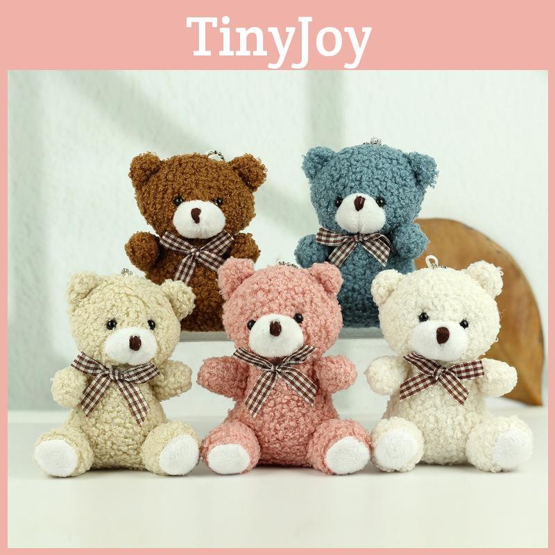 Plush Cuddly Teddy Bear Keychain Cute Coral Fleece Animal Gift For Kids And Adults