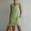 New Summer Plain-color Fitted Sleeveless Halter-neck Dress for Women