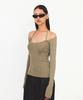 Daiaegeuneol Off Shoulder Strap Knit (Khaki)