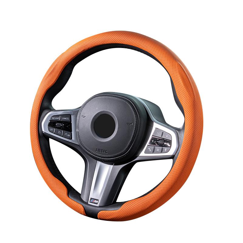 38cm Steering Wheel Cover Nappa Leather Anti Slip Wheel Protector Cover For Toyota Camry CHR Corolla Rav4 Yaris Prado 120 150 FJ