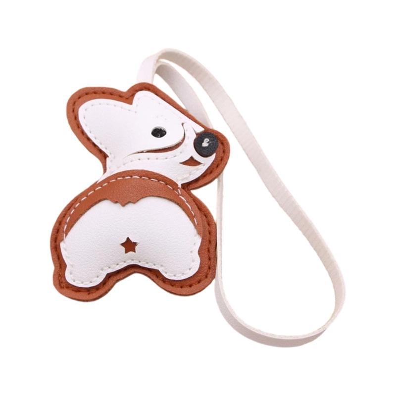 PU Leather Corgi Keychain Cute Dog Accessory Decoration Lightweight PU Craft Pendant For Daily Bag Styling