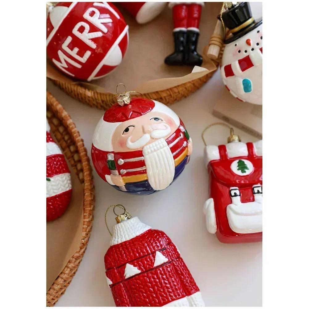 Plastic Christmas Hanging Ornaments with Santa Claus and Snowman for Seasonal Decoration on Trees and Around the Home