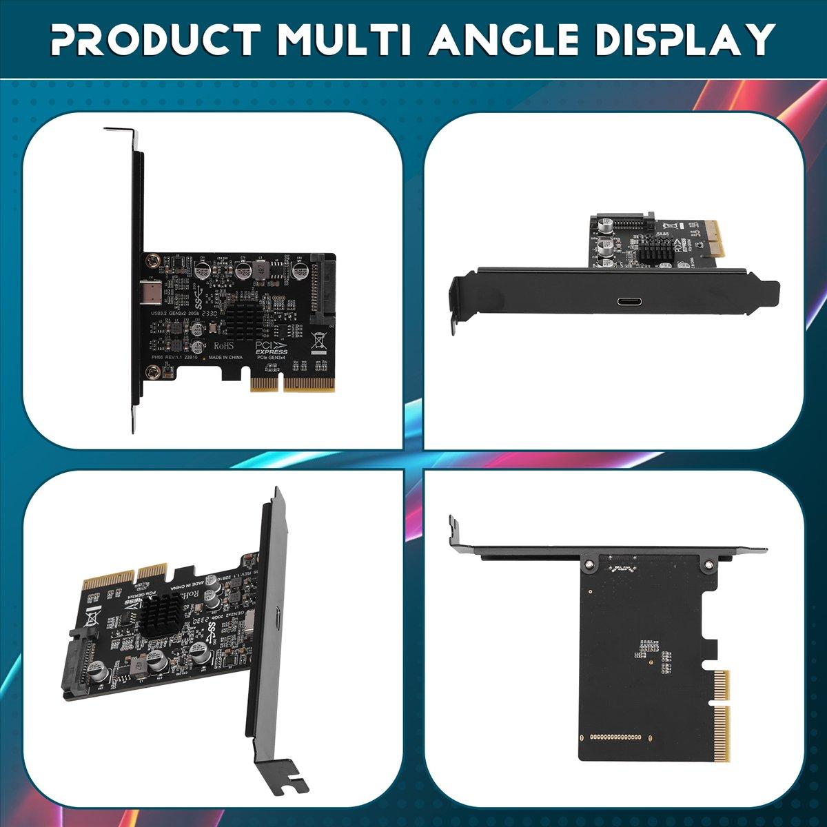 

USB PCIE Card Type C PCI-Express 4X to USB 3.2 Gen 2X2 (20Gbps) ASM3242 Chipset for 8/10/Linux China Mainland
