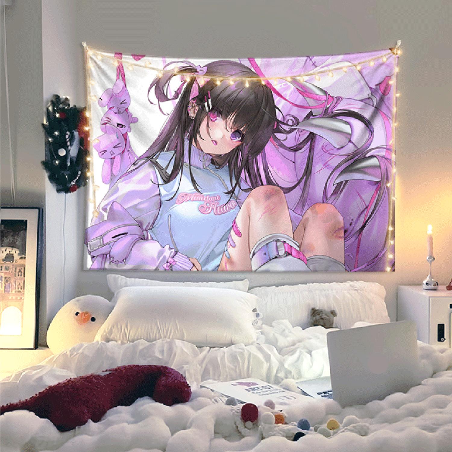 

1pc Cute girl background cloth ins style bedroom bedside hanging cloth dormitory wall decoration background clot 74x94cm(29x37in)