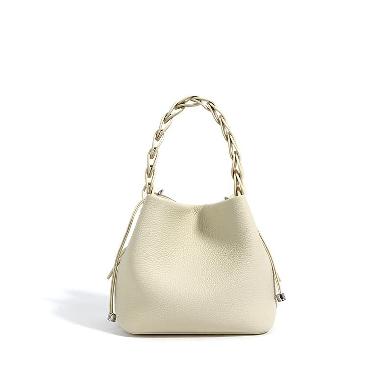 Calfskin leather messenger bag women's bucket bag commuter office worker niche high-end sense new women's handbag