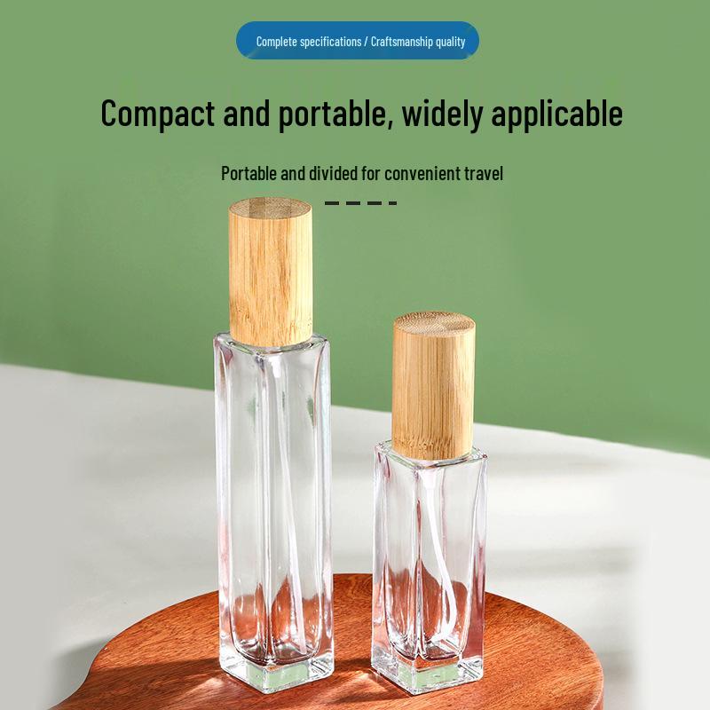 Luxury Travel-Sized Transparent Glass Perfume Bottle with Wooden Cap