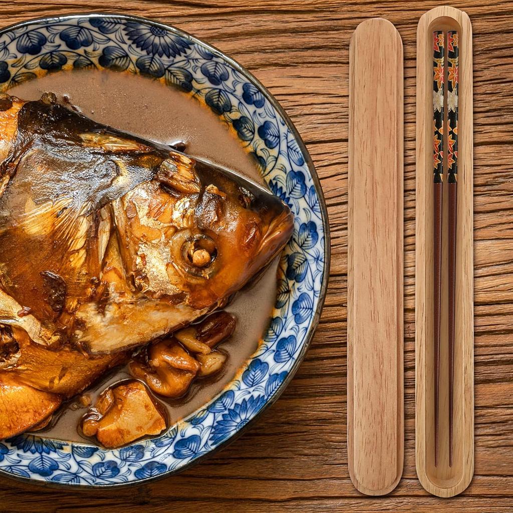 Chopsticks Case Holder for Travel Portable Chopstick Box Reusable Wood Chopsticks Carrying Case Flatware Cutlery Case for Camping Bento Containers