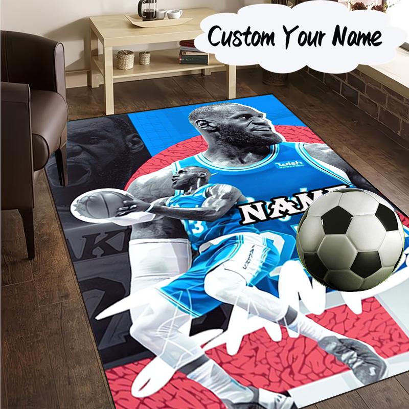 Custom Name James Championship Moment Carpet, Chair Rug,Area Rug for Office Bedroom Living Rooms Bedroom, Doormat Decor Christmas Fan Gifts