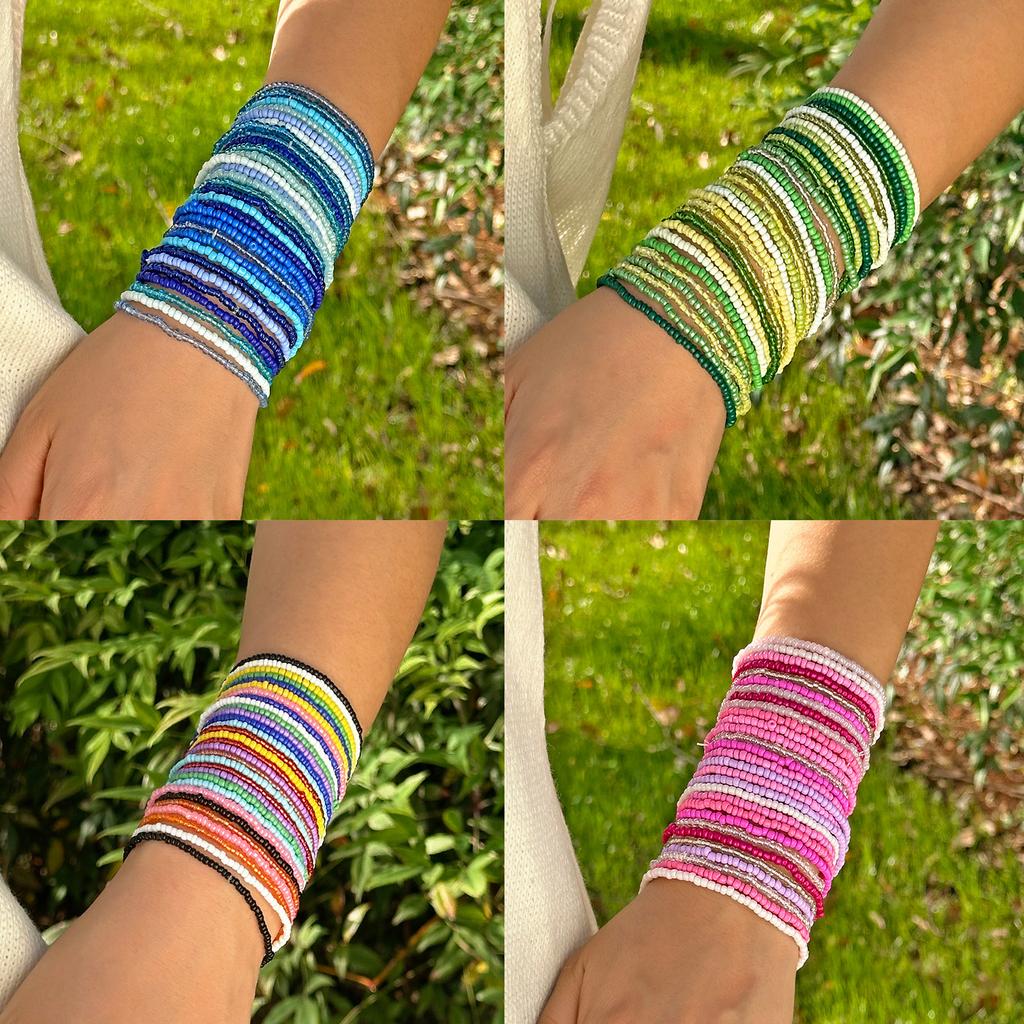 Set di Braccialetti Bohémien Colorati con Perline per Donna Catena Elastica con Perline di Riso Braccialetti Impilabili Gioielli per Feste Ragazza
