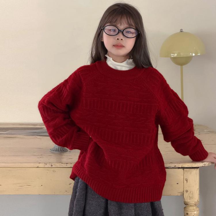 Year of the Horse Red Sweater for Girls - Winter 2025 Zodiac New Year Knitwear for Big Kids 160 cm красный