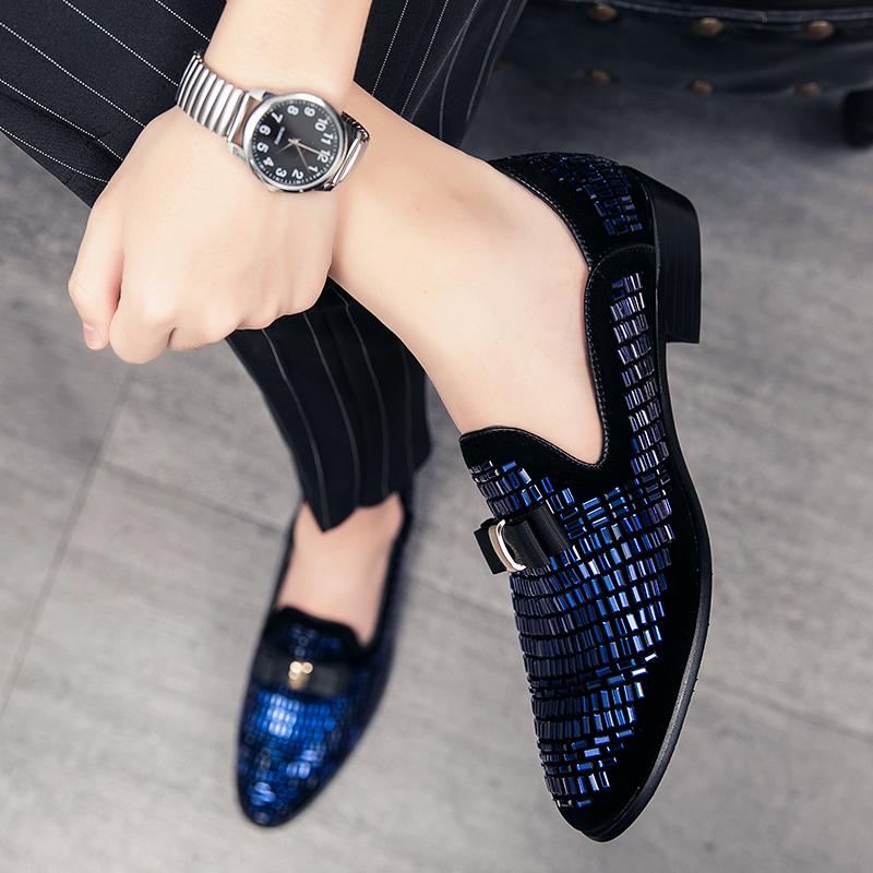 Fashion Casual Men Shoes Men Loafers Luxury Brand Rhinestones Italy Fashion Male Designer Wedding Elegant Moccasins Slip-On Driving Shoe
